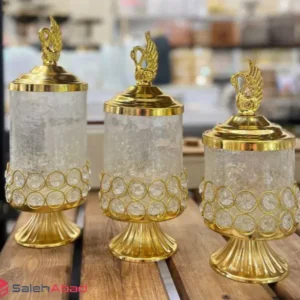 فروش عمده ست کندی باکس شیشه آبگز نگینی