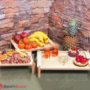 فروش عمده ظروف پذیرایی چوبی پایه دار رز