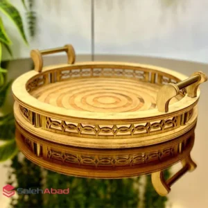فروش عمده سینی چوبی گرد نرده طلایی