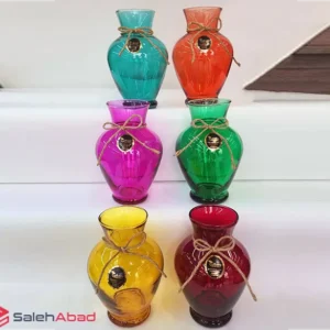 فروش عمده گلدان شیشه ای رومیزی رنگی تینا