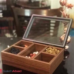 خرید عمده جعبه تی بگ چوبی مدل 5 خانه
