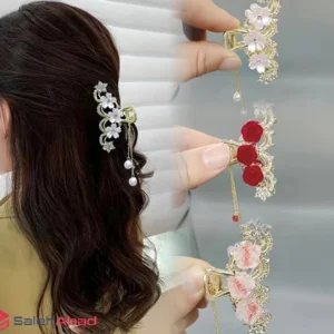 فروش عمده کلپیس مو فلزی گلدار مجلسی