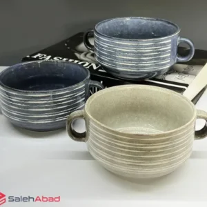 فروش عمده کاسه سرامیکی گرد دو دسته