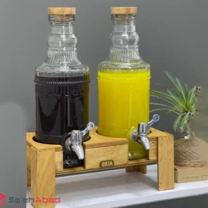 فروش عمده کلمن شیشه ای دوقلو پایه چوبی
