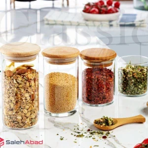 فروش عمده بانکه شیشه‌ ای درب بامبو