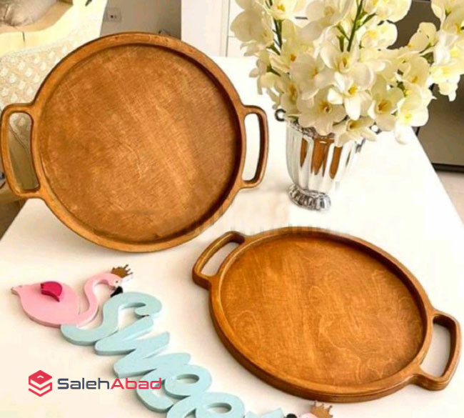 فروش عمده سینی چوبی دسته دار گرد