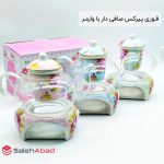 فروش عمده قوری پیرکس صافی دار با وارمر