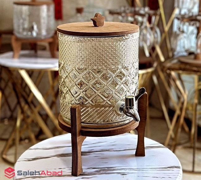 فروش عمده کلمن شیشه ای یک طبقه چوبی