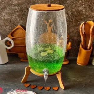 فروش عمده کلمن شیشه ای پایه چوب