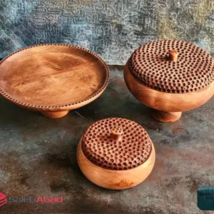 فروش عمده ظروف پذیرایی چوبی طرح بلوط