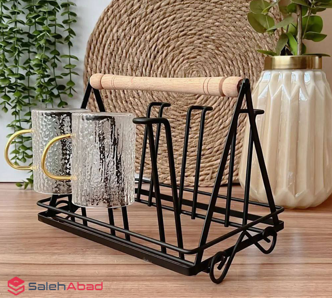 فروش عمده استند فلزی لیوان دسته چوبی