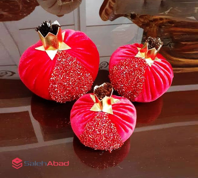 فروش عمده انار دکوری مخملی نگین دار