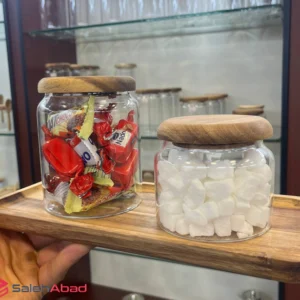 فروش عمده بانکه پیرکس درب چوبی 2 عددی