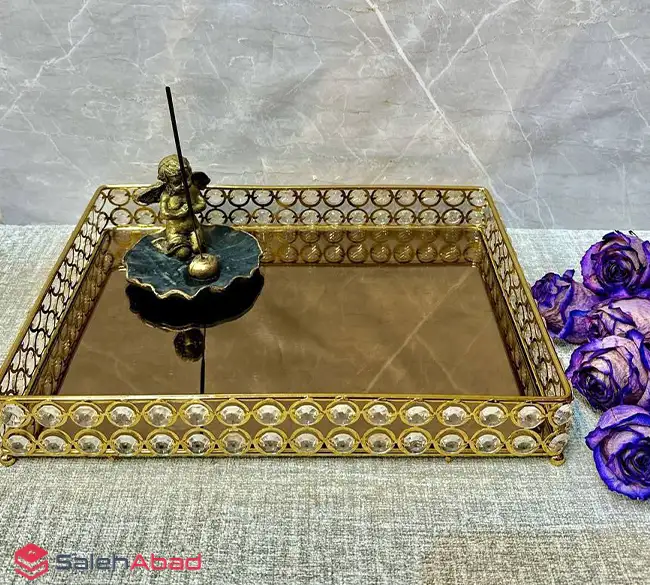 فروش عمده سینی آینه ای مستطیل نگینی
