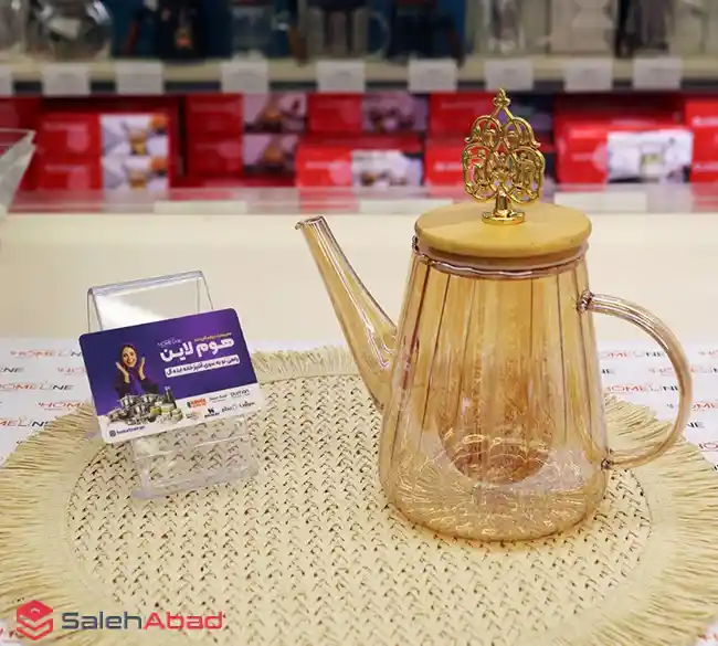 فروش عمده قوری پیرکس شامپاینی درب چوبی