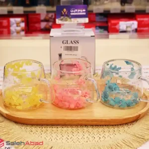 فروش عمده لیوان پیرکس دوجداره گلدار