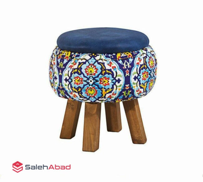 فروش عمده پاف پایه چوبی طرح دار مراکشی