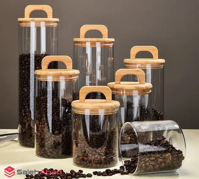 فروش عمده بانکه حبوبات پیرکس درب چوبی