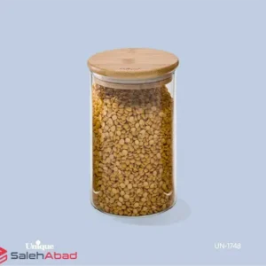 فروش عمده بانکه شیشه ای گرد درب چوبی UNIQUE