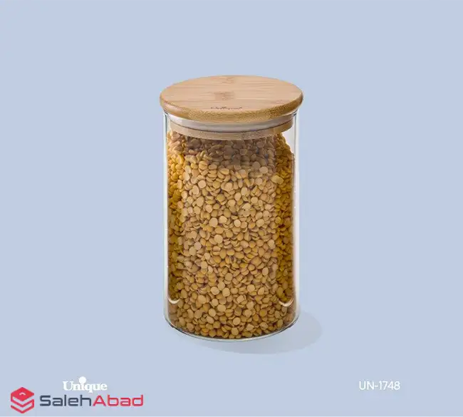 فروش عمده بانکه شیشه ای گرد درب چوبی UNIQUE