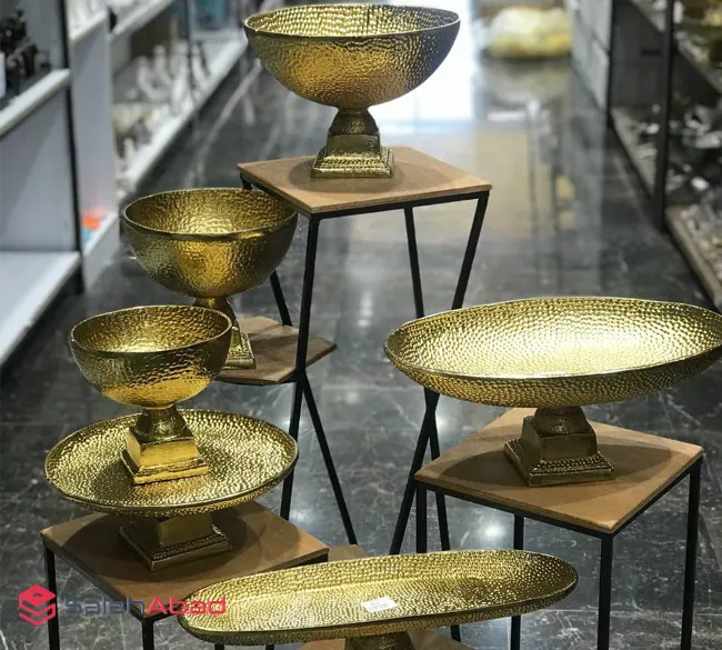 فروش عمده ظروف پذیرایی چکشی طلایی