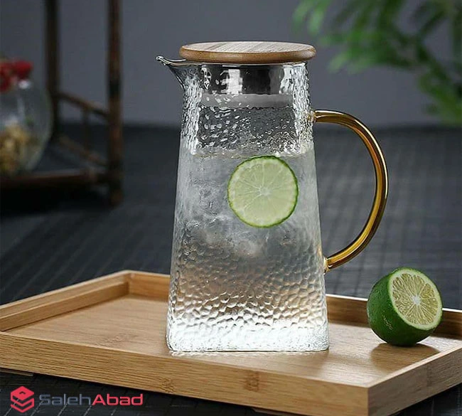 فروش عمده پارچ پیرکس درب بامبو مربعی