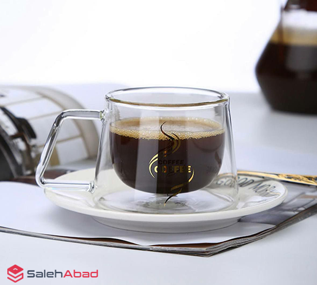 فروش عمده فنجان دوجداره پیرکس دسته دار