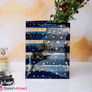 فروش عمده ساک هدیه طلقی طرح راه راه