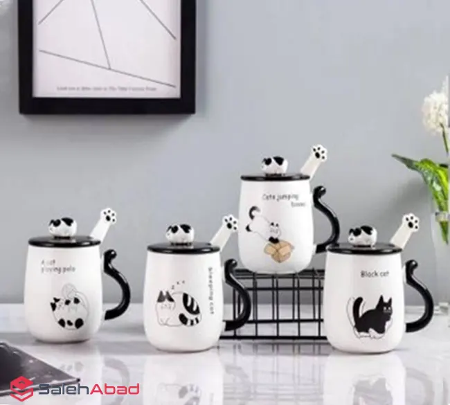 فروش عمده ماگ چینی دسته دار طرح گربه