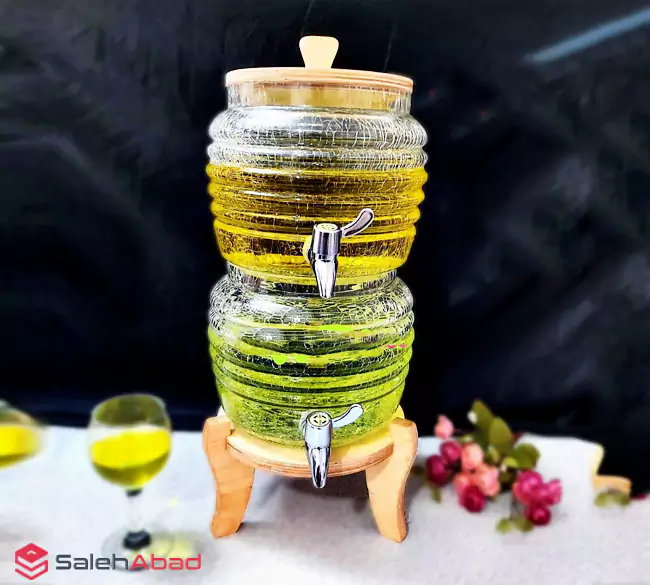 فروش عمده کلمن شیشه ای شربت دو طبقه