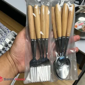 فروش عمده ست قاشق و چنگال استیل دسته چوبی