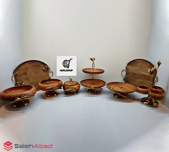فروش عمده ست پذیرایی چوبی پایه طلایی