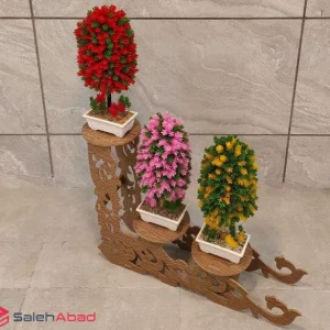 فروش عمده استند گلدان MDF طرح سورتمه 3 طبقه