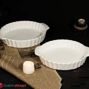فروش عمده ظرف تارت چینی گرد دسته دار