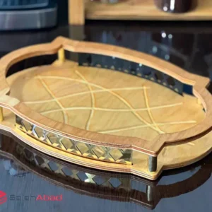 فروش عمده سینی پذیرایی چوبی بیضی دسته دار