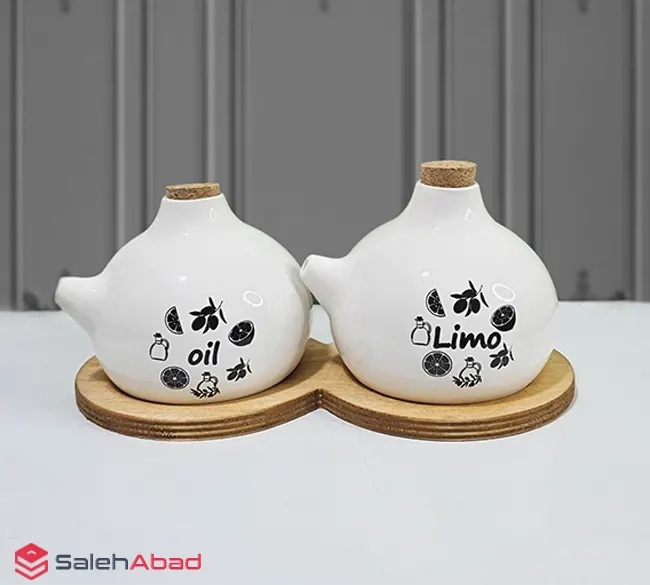 فروش عمده ست ظرف روغن و آبلیمو استند دار