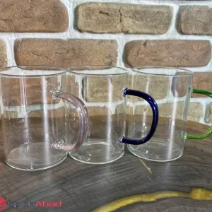 فروش عمده ماگ پیرکس استوانه دسته رنگی