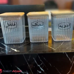 فروش عمده جا ادویه اکریلیک درب چوبی