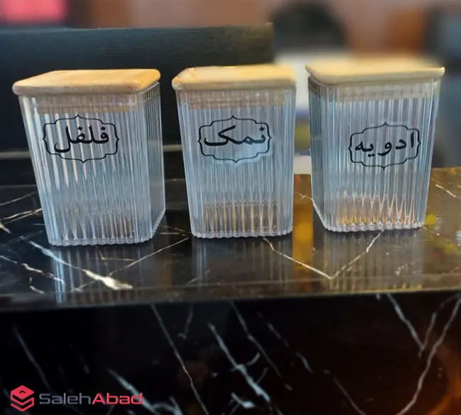 فروش عمده جا ادویه اکریلیک درب چوبی