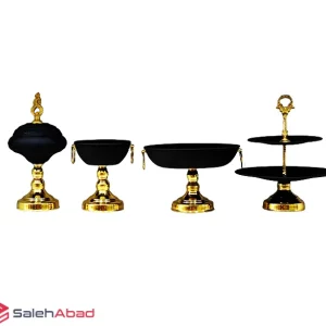 فروش عمده ست پذیرایی فلزی 4 تکه مشکی طلایی