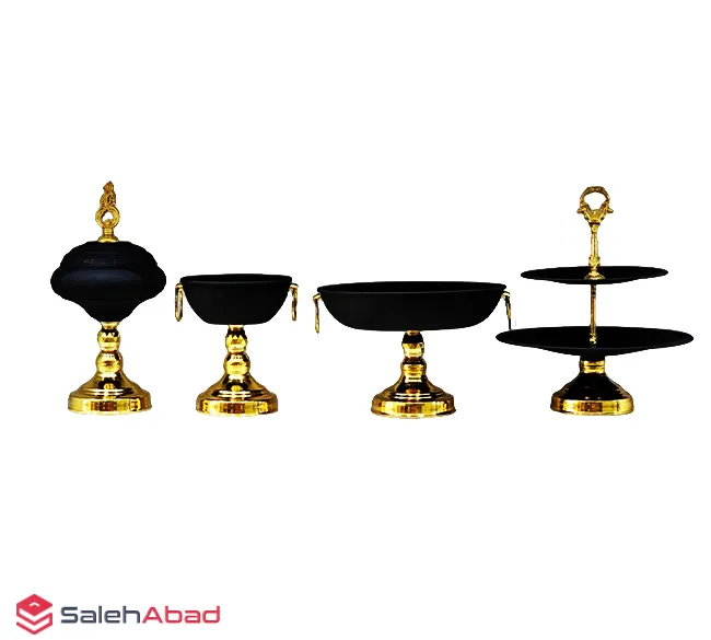 فروش عمده ست پذیرایی فلزی 4 تکه مشکی طلایی