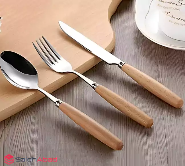 فروش عمده ست قاشق چنگال و کارد دسته چوبی