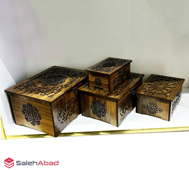 فروش عمده صندوقچه چوبی قفل دار 4 سایز