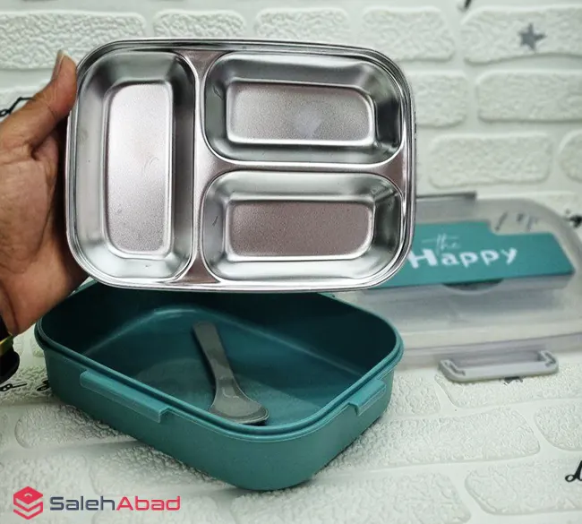 فروش عمده ظرف غذا استیل 3 خانه درب کلیپسی