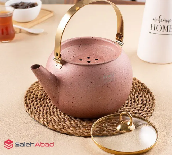 فروش عمده کتری گرانیتی دسته طلایی