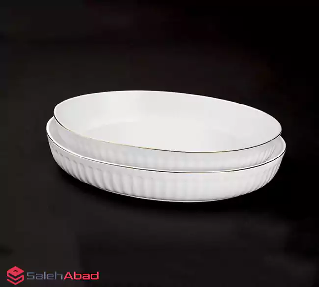 فروش عمده تابه بیضی چینی لمون خط طلا