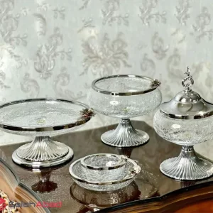 فروش عمده ست پذیرایی شیشه ترک پایه فلزی