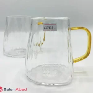 فروش عمده لیوان پیرکس دسته طلایی