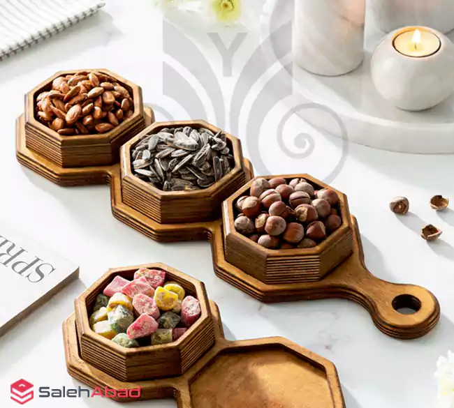 فروش عمده اردو خوری چوبی هشت ضلعی سینی دار