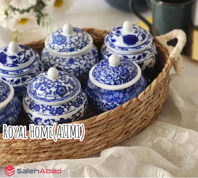فروش عمده بانکه سرامیکی طرح گل آبی